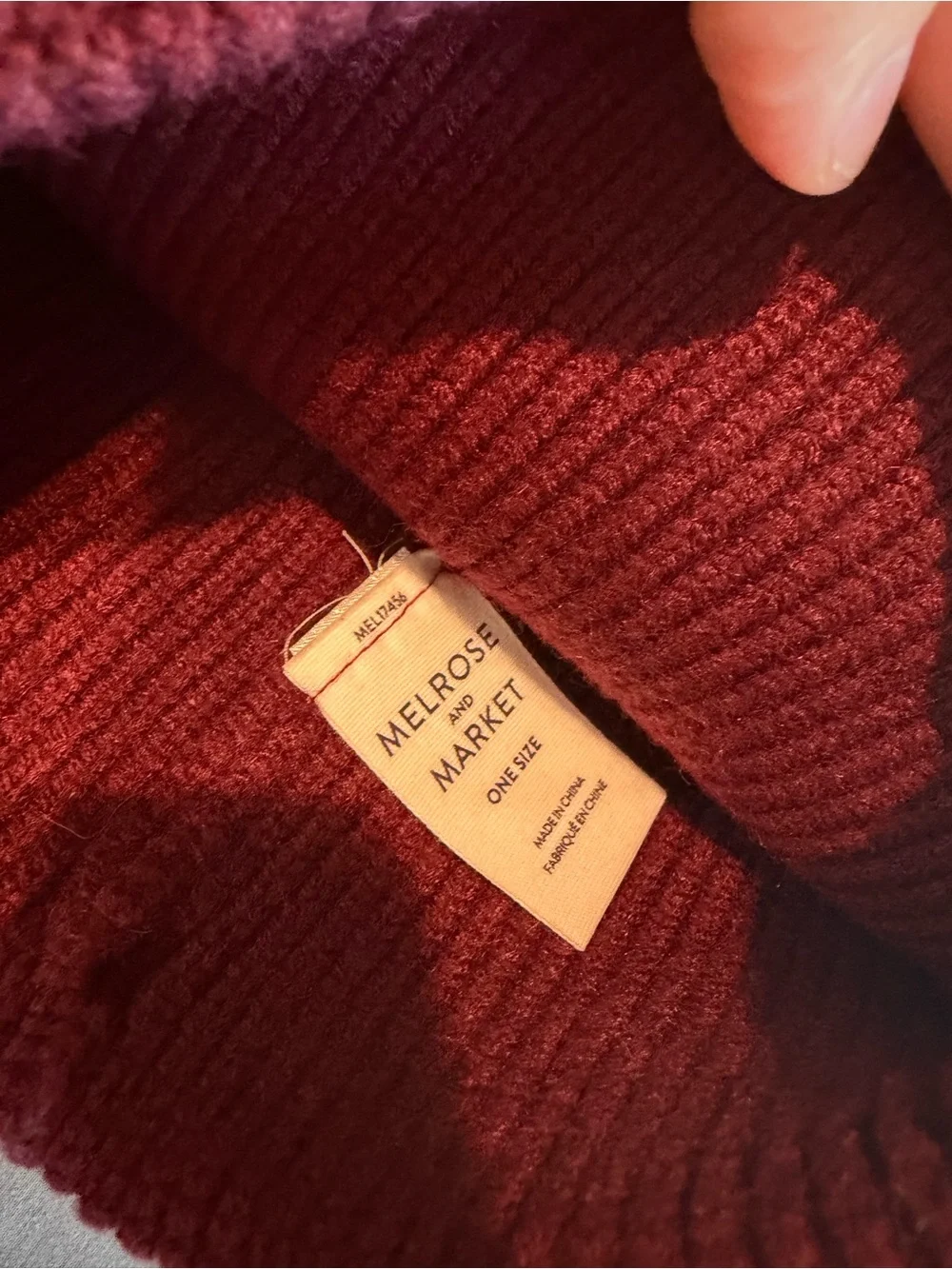 Melrose and Market Ribbed Knit Beanie — Burgundy
